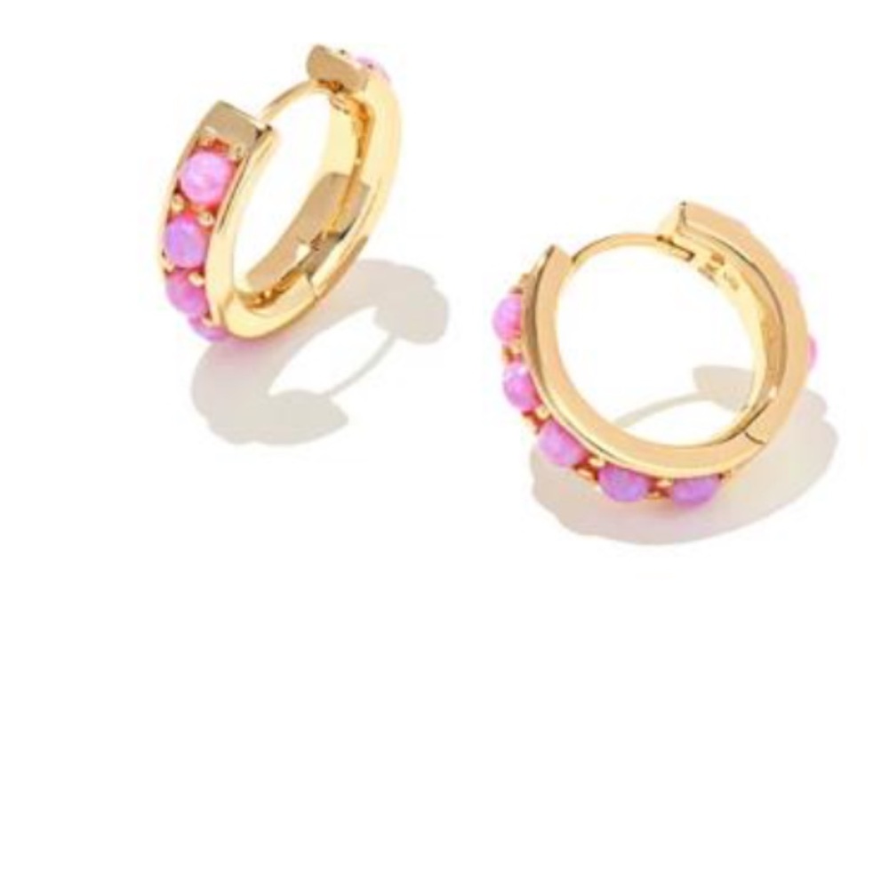 Kendra Scott Gold Earrings with Pink Accents